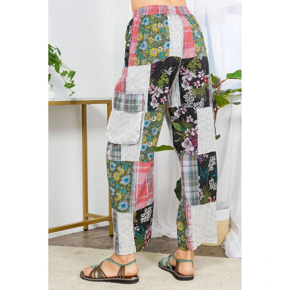 #63 New! Boho Patched up Cargo Pants - Picture 3 of 3
